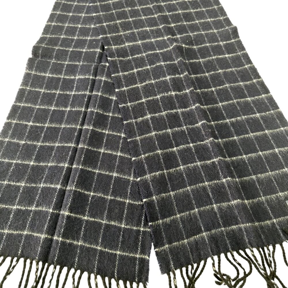 Burberrys Classic Check Scarf Black 100% Cashmere Unisex Scarf Made In England - Picture 4 of 7